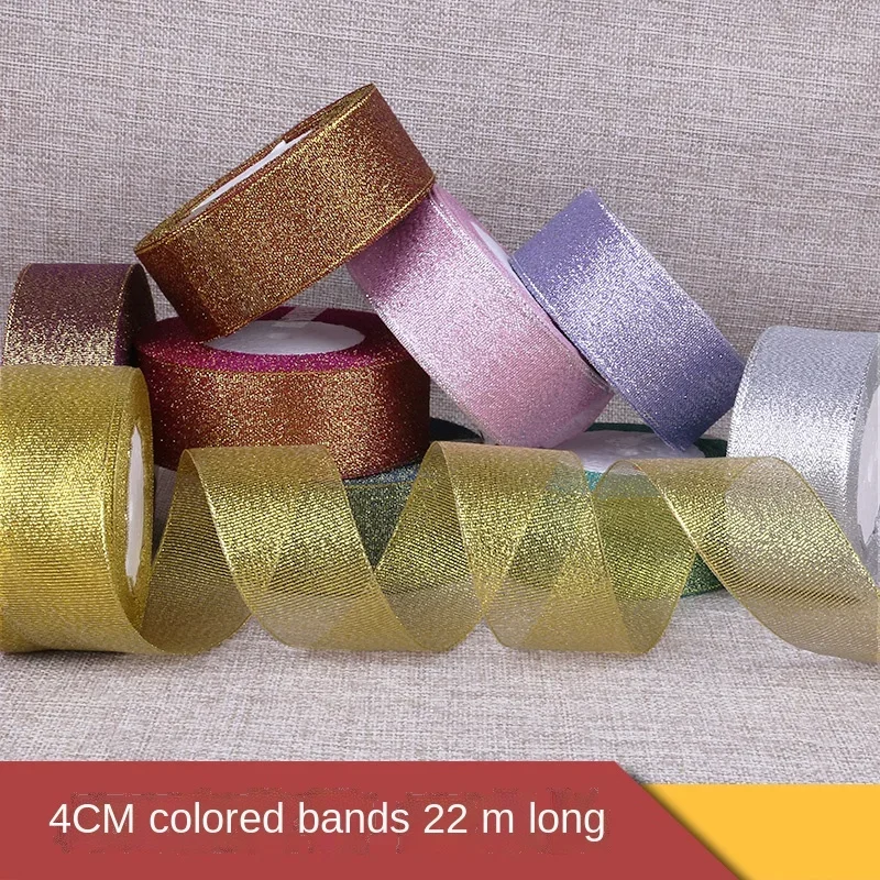Onions Glitter Metallic Ribbons 22 Meter Metallic Luster Hochzeit Weihnachtsdekoration DIY Hochzeitskarte Geschenkverpackung handgefertigt 40 mm