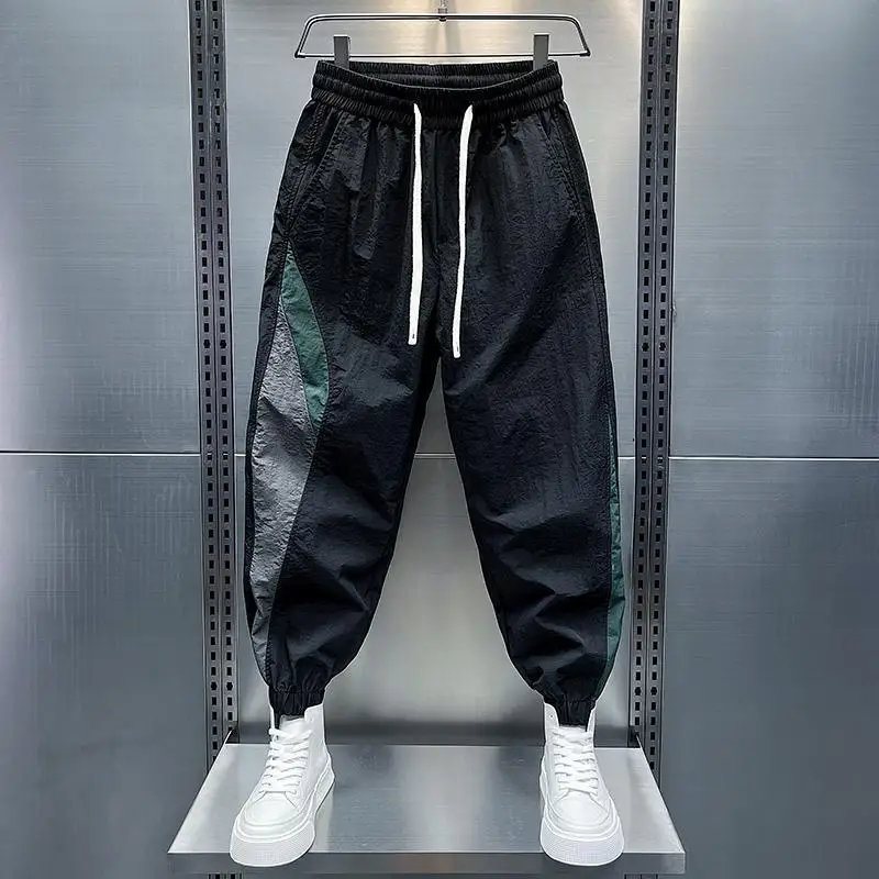 

Fashion Elastic Pockets Spliced Printed Harem Casual Pants Men Clothing Summer New Loose All-match High Waist Sports Pants