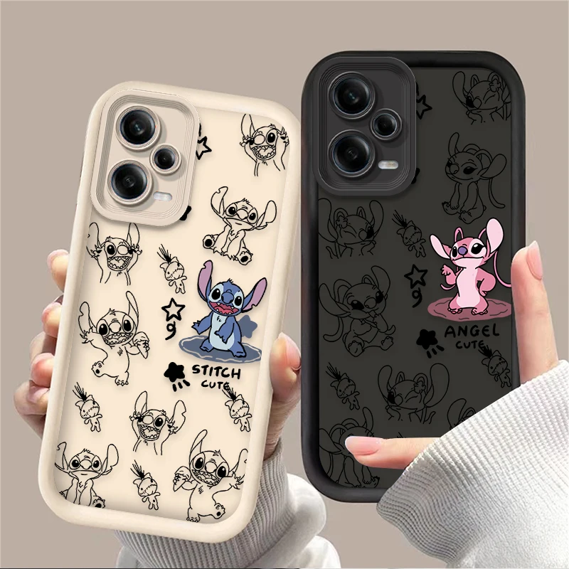 Cute Disney Stitch Angel Case for Xiaomi Redmi Note 13 12 11 Pro Plus 4G 5G 12S 11S 10S 10 9 9S Redmi 14C 13C 12C A3 12 Cover