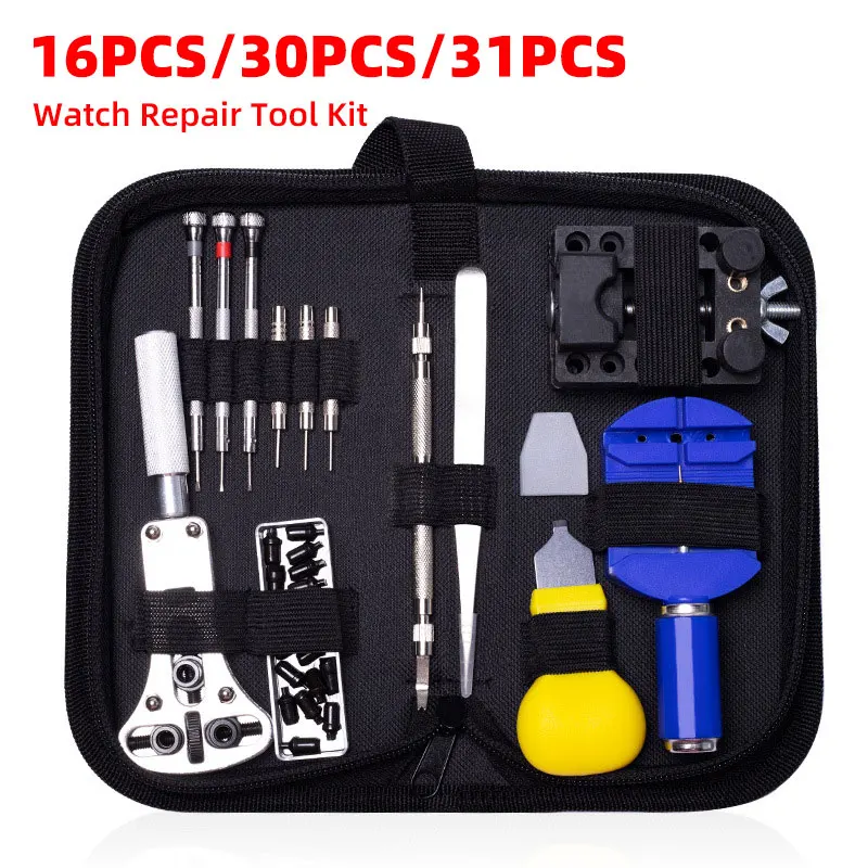 Watch Repair Kit Watchmaker Tools 16 30 31 Pcs Set Watch Link Pin Remover Shell Opener Spring Bar Battery Replacement Tools