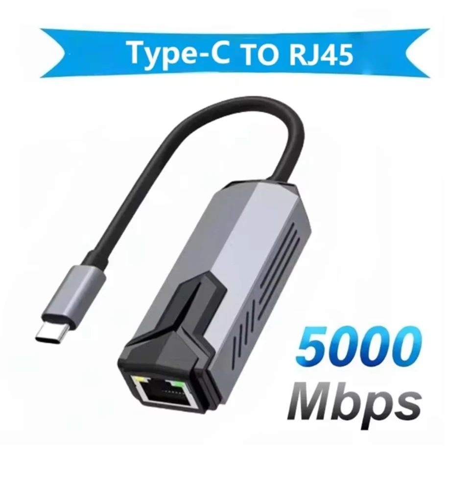

5000Mbps USB Network Card 5Gbps High Speed Wired Adapter USB3.0 Type-C to RJ45 Ethernet Converter HUB For MacBook Notebook PC