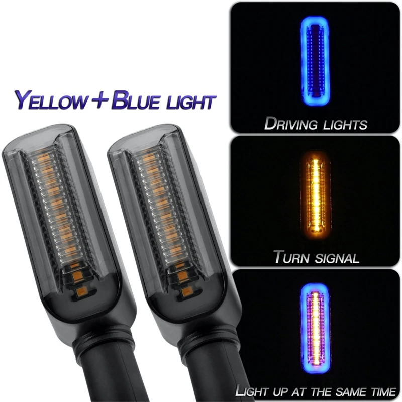 2Pcs Motorcycle LED Turn Signals Indicators Flasher Light Flashing Signal Lamp Flowing Water Blinker DRL Daytime Running Lamp