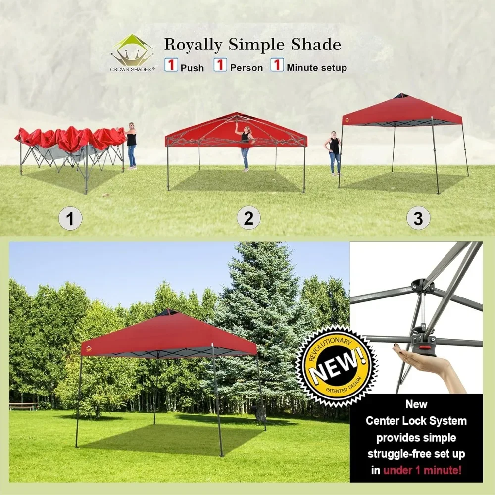 9x9 Pop Up Canopy Tent, Beach Tent Sun Shelter for Outdoor Shades with Wheeled Bag, 8 Stakes, 4 Ropes, Canopy with 11x11 Base