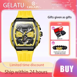 GELATU Luxury Brand High Quality Men's Mechanical Watch Waterproof Silicon Tape Watch for Men Multifunctional Fashion Wristwatch