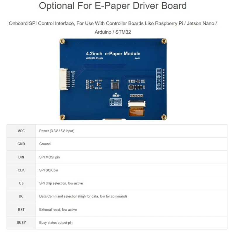 2025 New 4.2Inch E-Paper E-Ink Display Module 4.2Inch E-Paper Module (G) , 400X300, Red / Yellow/ Black / White, SPI Interface