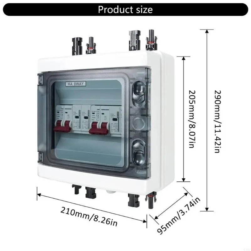 الطاقة الشمسية لفصل المفاتيح، صندوق موحد، صندوق قاطع دوائر مقاوم للماء مع واقي من زيادة التيار وموصلات الألواح الشمسية #6