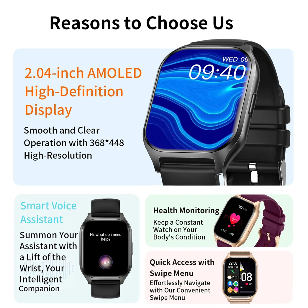 Smart Watch For Men Amoled 2.04