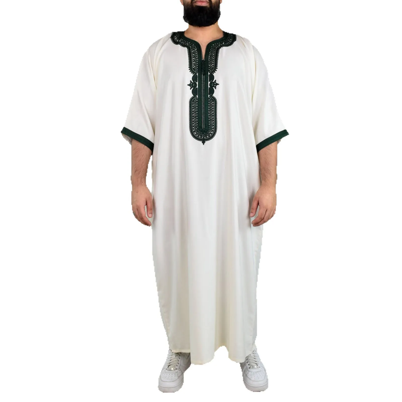 Nowa luźna szata męska luksusowa męska haftowana szata męska z długimi rękawami Z448