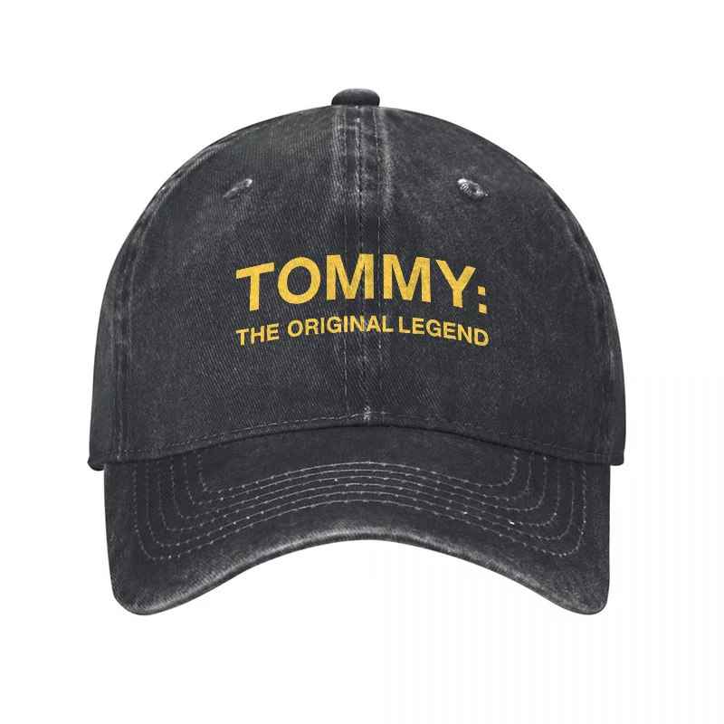 Gorra de Béisbol Clásica Negra de Algodón Lavado con Bordado Dorado TOMMY THE ORIGINAL LEGEND, Elegante para Uso Diario