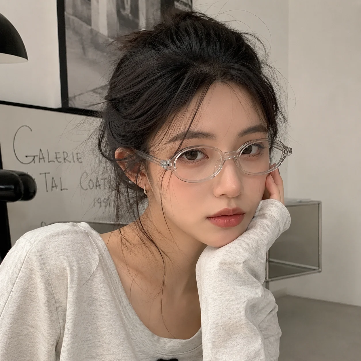 Retro Small Frame Oval Glasses – Ultralight Transparent Y2K Blue Light Blocking Eyewear, Vintage Unisex for Daily Computer Use