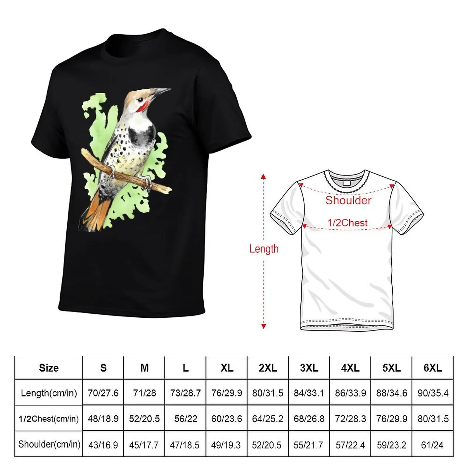 Watercolor Northern Flicker Woodpecker T-Shirt man tshirt anime tshirt T-Shirt