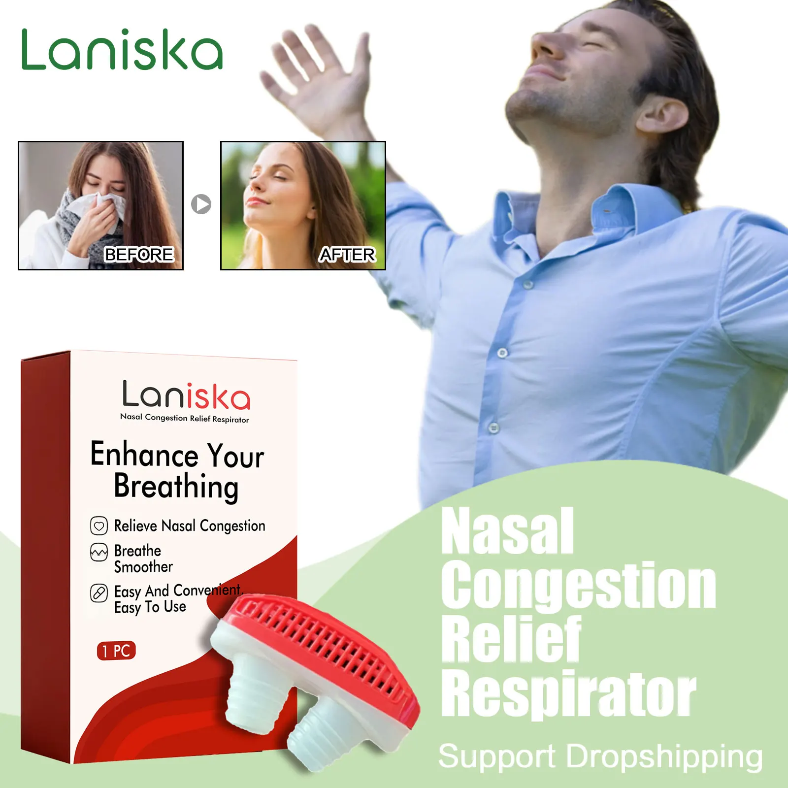 

Nasal Congestion Relief Respirator Clear Nose Mucus Prevent Clogging Help Better Breathing Device Sleeping Stop Snoring Solution