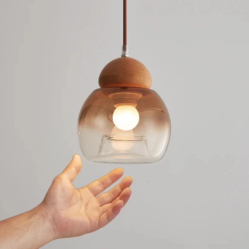 Nordic Glass LED Chandelier Bedside Ceiling Pendant Lamp Home Decor Living Room Hanging Lamp Modern E27 Glass Pendant Lights