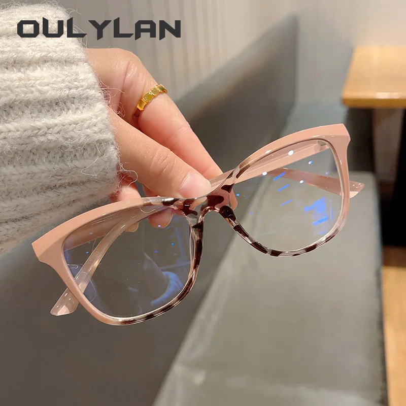 Oulylan Blue Light Blocking Eyeglasses  Red Frame Women Fashion  Blue Light Glasses Frames Optical Computer Decorative Eyewear