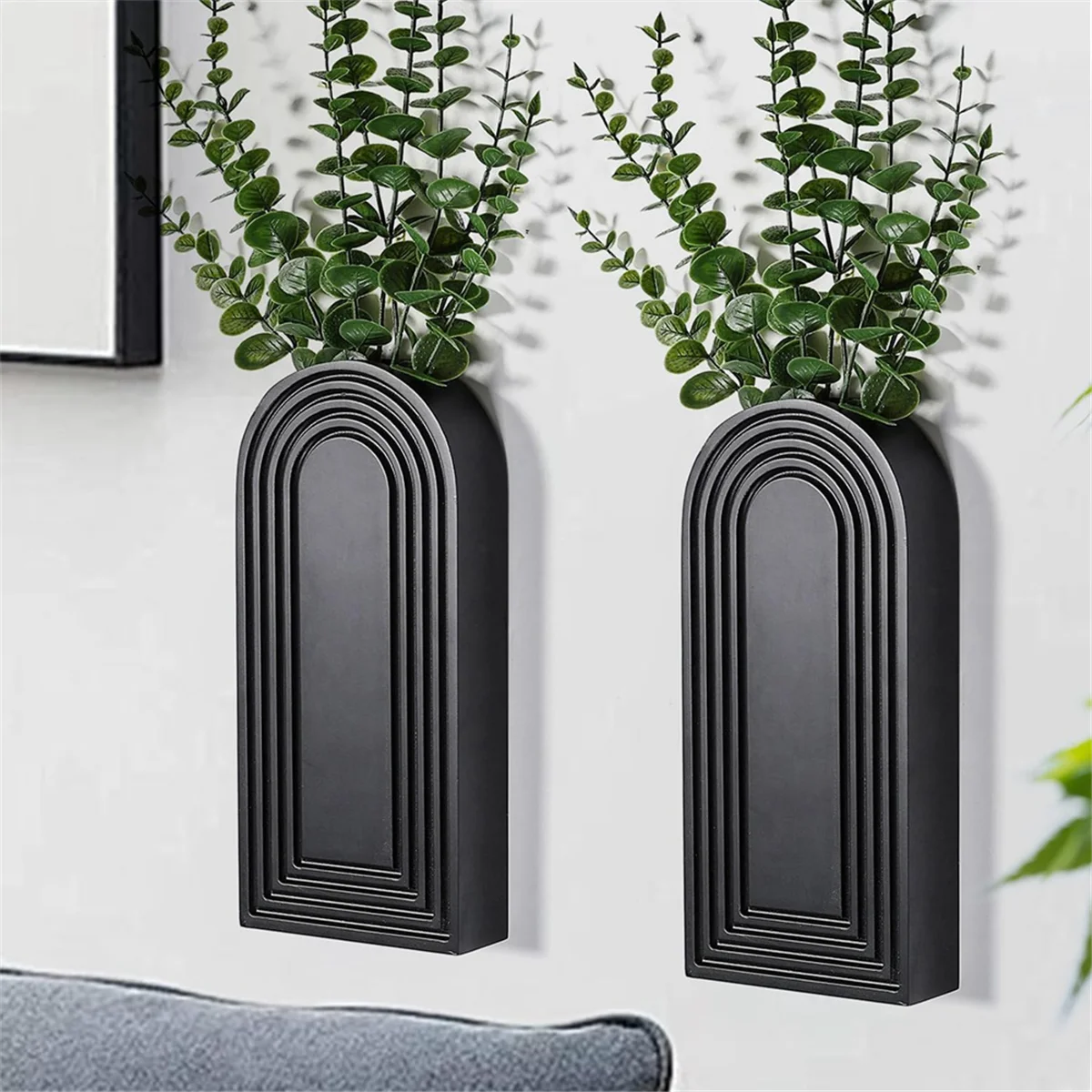 

Y31A 2 Pack Wooden Wall Vase Set Modern Farmhouse & Boho Wall Decor for Entryway, Hallway, Bathroom, Living Room, Room