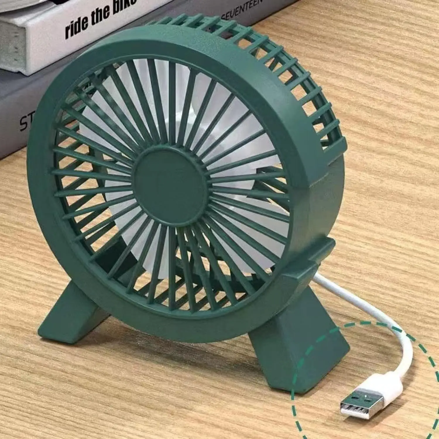 Office desktop small fan, low noise battery life, desktop small dormitory bed, large air volume plug-in fan