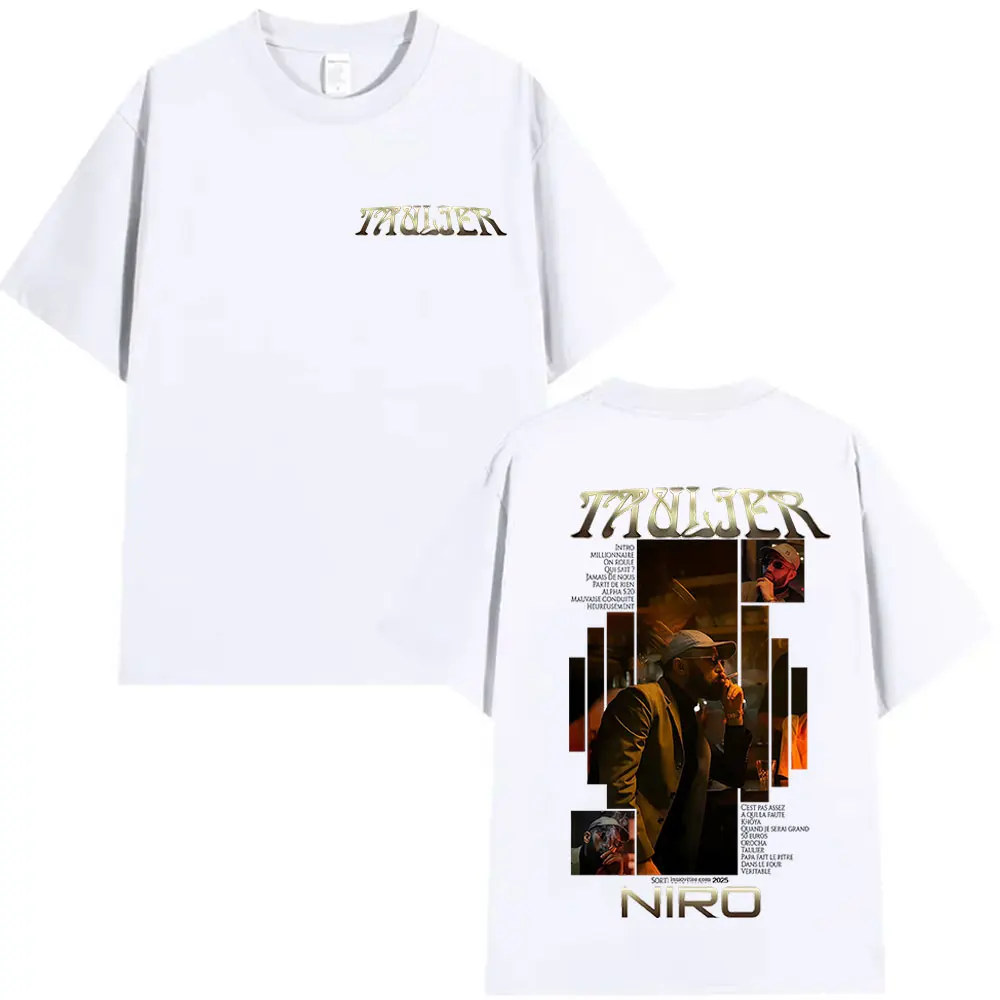 Rapper Niro Taulier Album 2025 Graphic T Shirts Men's Retro Style High Quality Cotton T-shirt Hip Hop Clothing Short Sleeve Tees