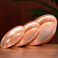 Tibetan Copper Plate 15.4cm Engraving Buddhism Brass Dish Auspicious Tantra Altars For Buddha Tray Desktop Home Gift Decorative