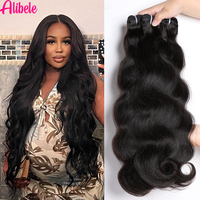 Alibele 12A Grade Body Wave Bundle Deals Malaysia Virgin Hair Weave Bundles Water Wave Bundles Wholesale Bundles Natural Color