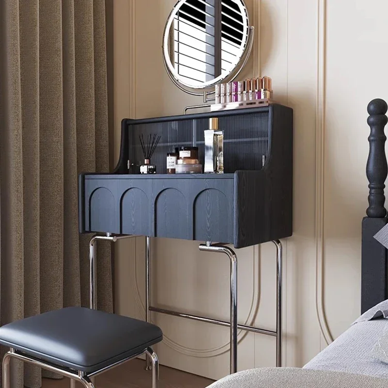 Black Makeup Vanity Table Mirror Bedroom Chair Drawers Modern Organizer Dressing Table Women Wood Vestidores Trendy Furniture