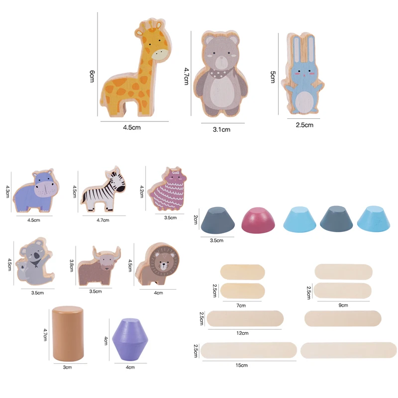 Wooden Blocks of Animal Model  Educational Montessori Activities Toy for Toddlers  Sorting Stacking Balancing and Building