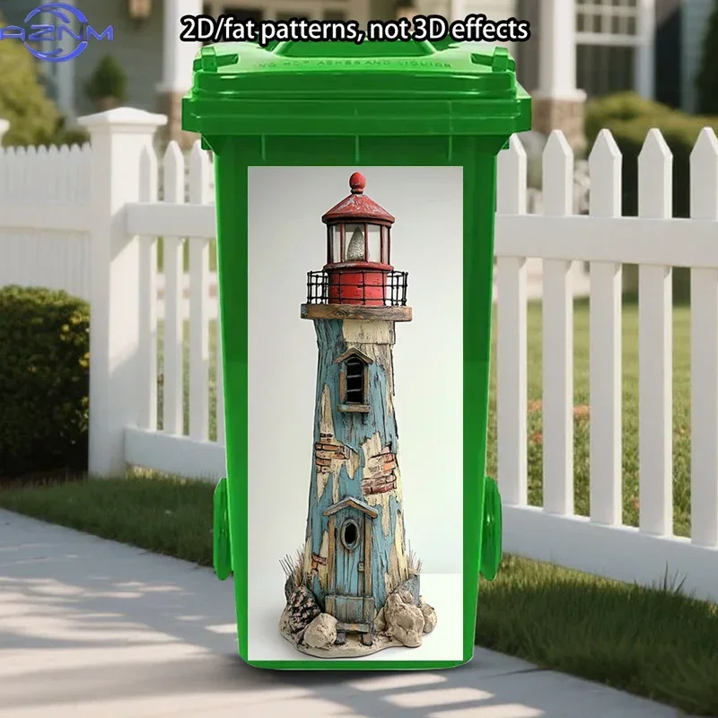 DIY Dustbin 2D Printed Ornament Decal Stylish Decor for Waste Storage Container