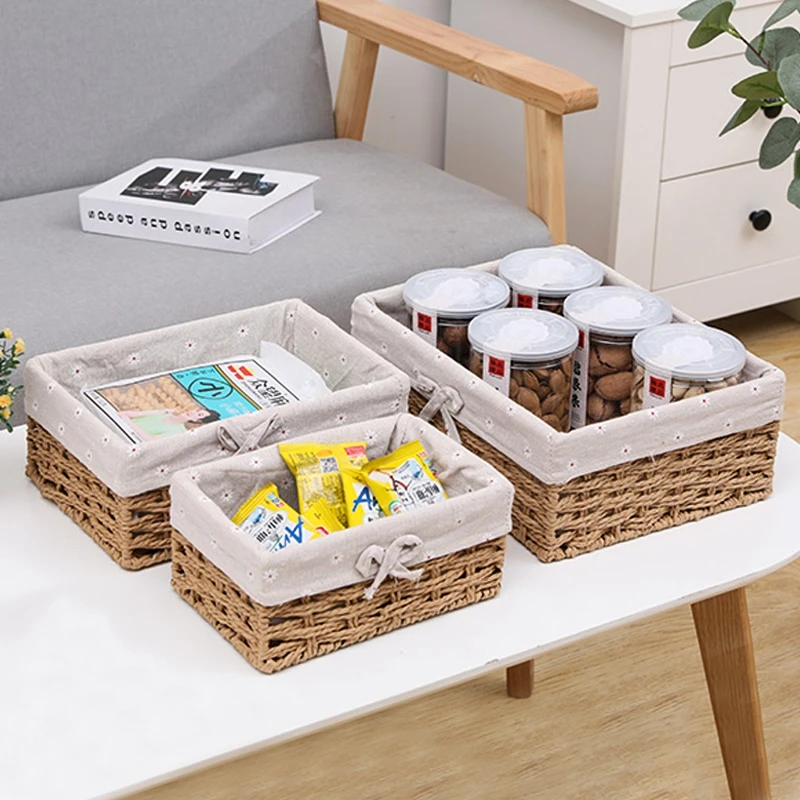 Handmade Storage Baskets Snack Picnic Baskets Handmade Rattan Basket Woven Sundries Organizer Closet Wicker Baskets cesta mimbre