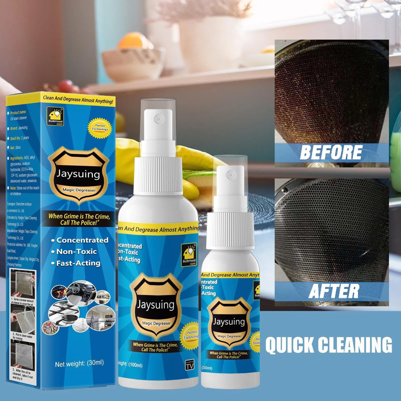 30/100ml Oil Cleanser Degreaser And Cleaner Spray Grease Police Degreaser Cleaner Spray Kitchen Home Degreaser Dilute Dirt