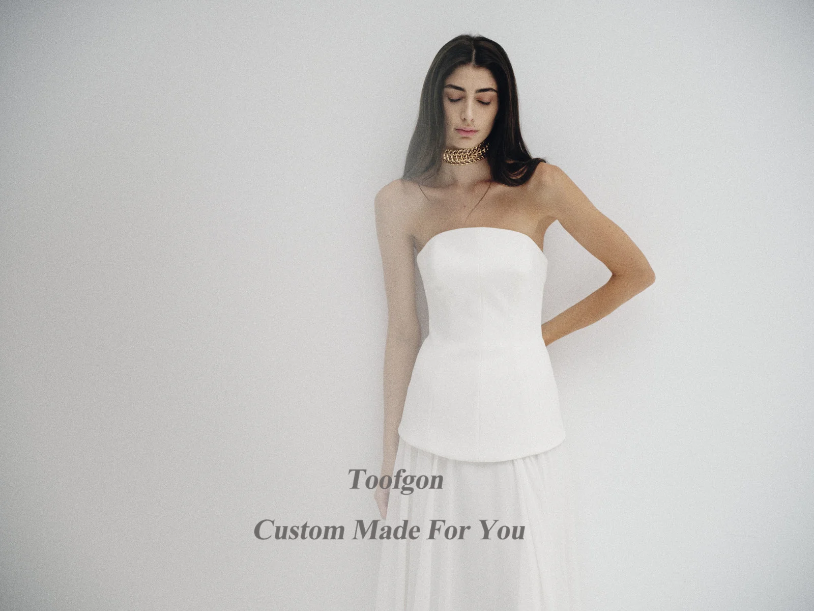 Toofgon-vestidos de novia de satén de tul para mujer, traje de Boda sin tirantes, largo hasta el suelo, con botones en la espalda, Formal, para fiesta, 2024