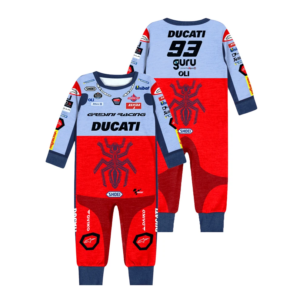 2024 Summer New MOTO GP Jumpsuit Bestseller Marquis 93 Driver Enthusiast Baby One-piece Outfit Outdoor Sports Clothing Baby Boys