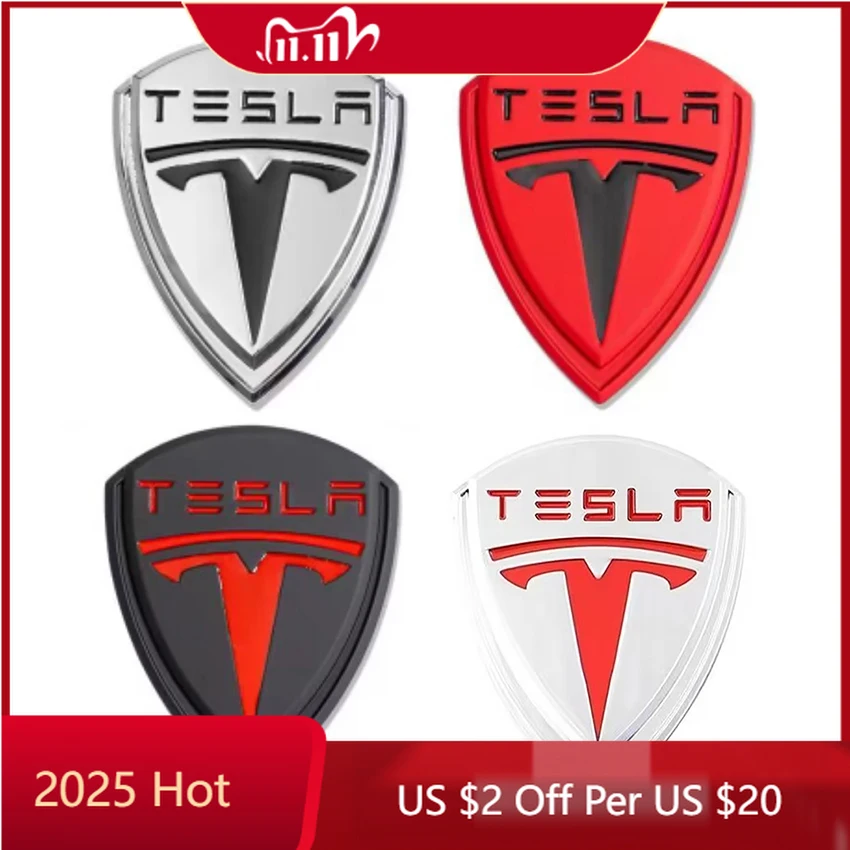 

Car Sticker Tesla Model X S Y 3 Logo Metal Shield Car Decal Car Badge Tail Badge Decorative Sticker Fender Emblem