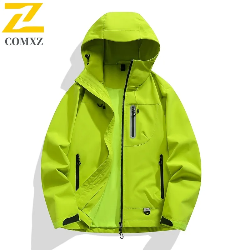 سترة COMXZ بغطاء للرأس وسيم مقاوم للماء ومقاوم للرياح في الهواء الطلق والمغامرة وركوب الدراجات والتسلق معطف ملابس خارجية عصرية للرجال #1