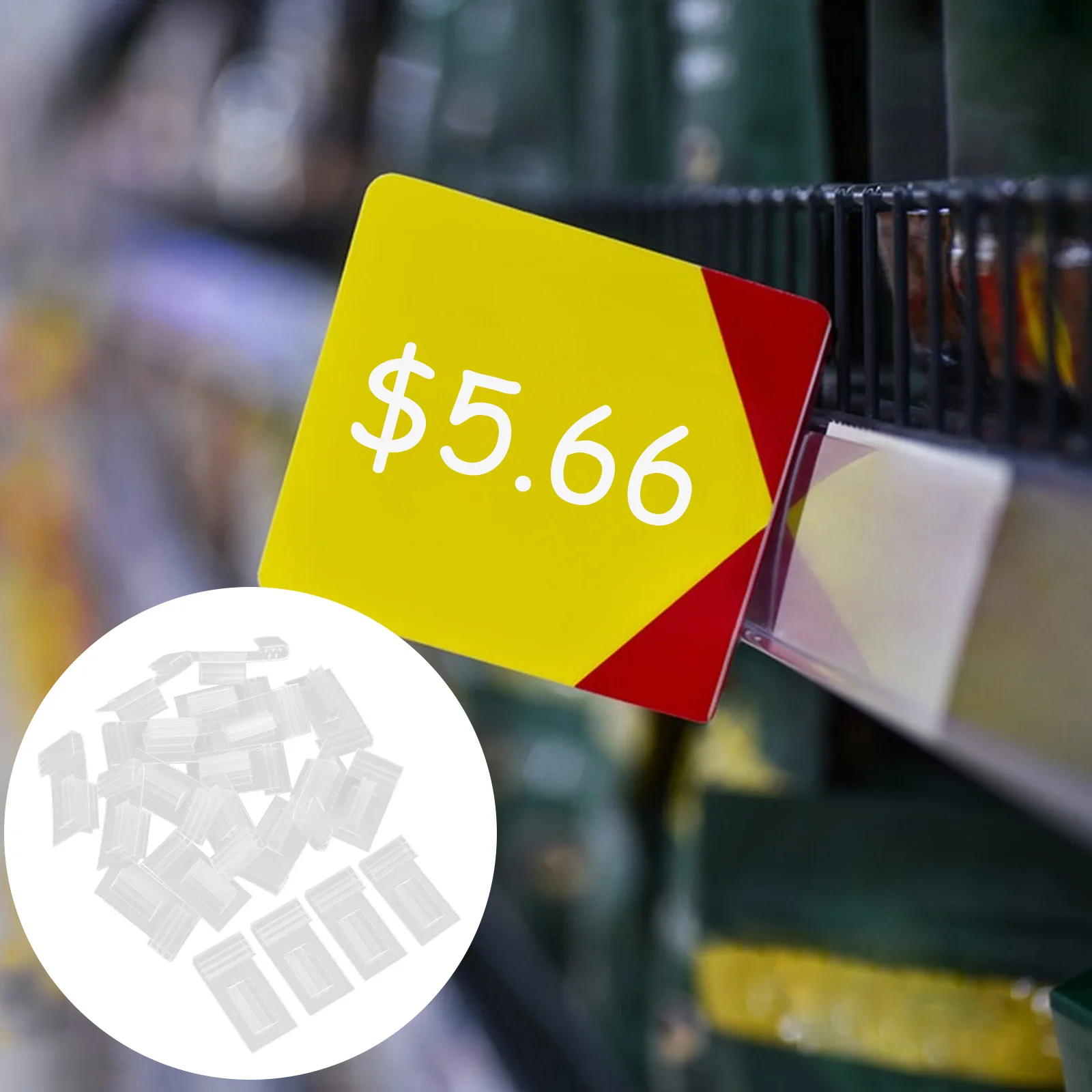 

20pcs Reusable Plastic Wire Shelf Label Holder Clip-On Display Tag Sign Ticket Card For Pantry Retail Merchandise Shopping Mall