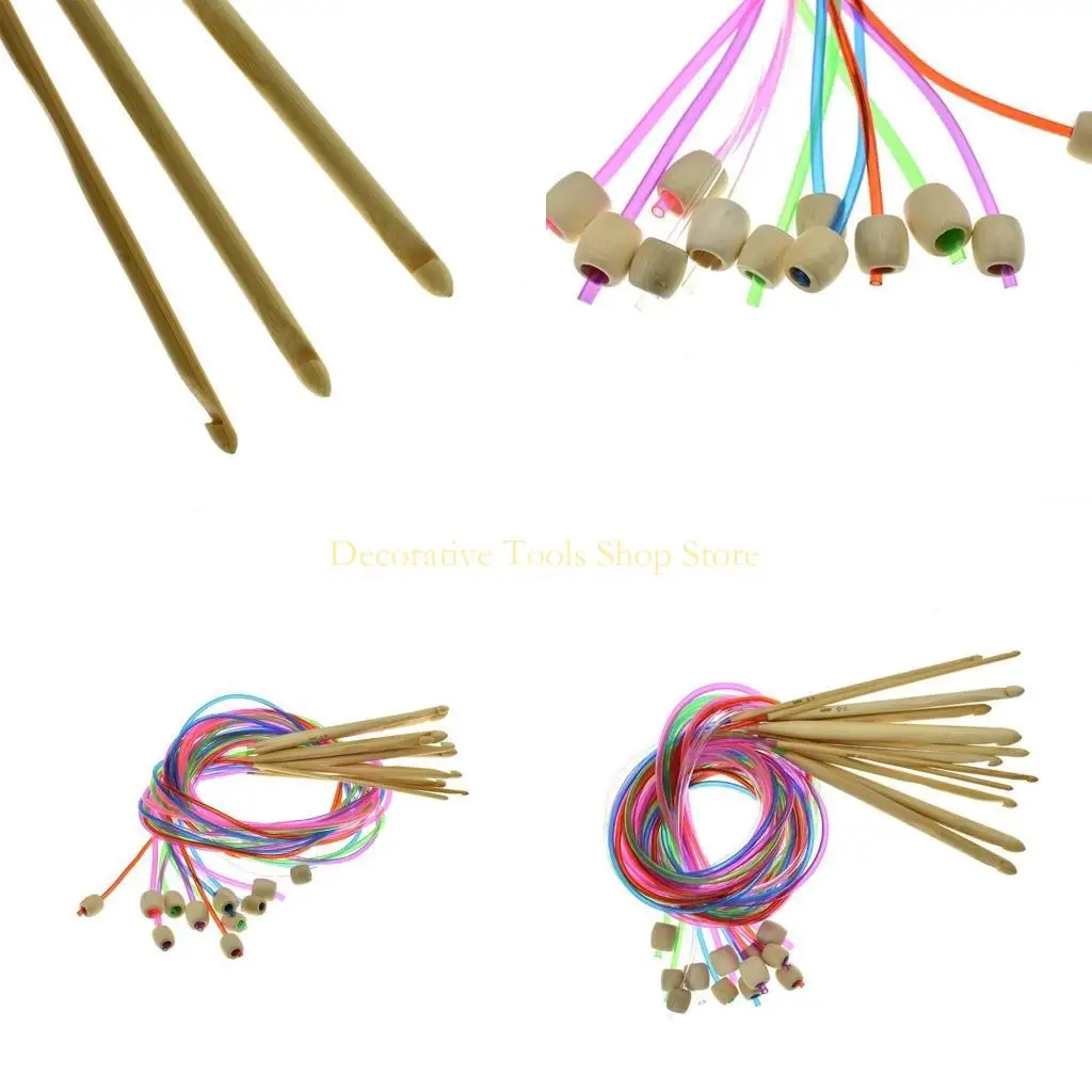 

QX2E 12 шт. деревянный тунисский вязальный крючок с длинным кабелем для изготовления гобеленов 3,0 мм-10 мм круговые вязальные
