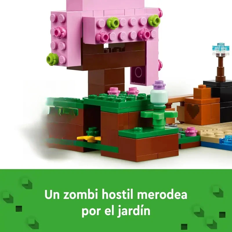 Set MOC Kompatibel Seri Permainan Dunia Mini Saya Blok Bangunan Taman Bunga Sakura Hadiah Anak-anak Mainan Perakitan 212