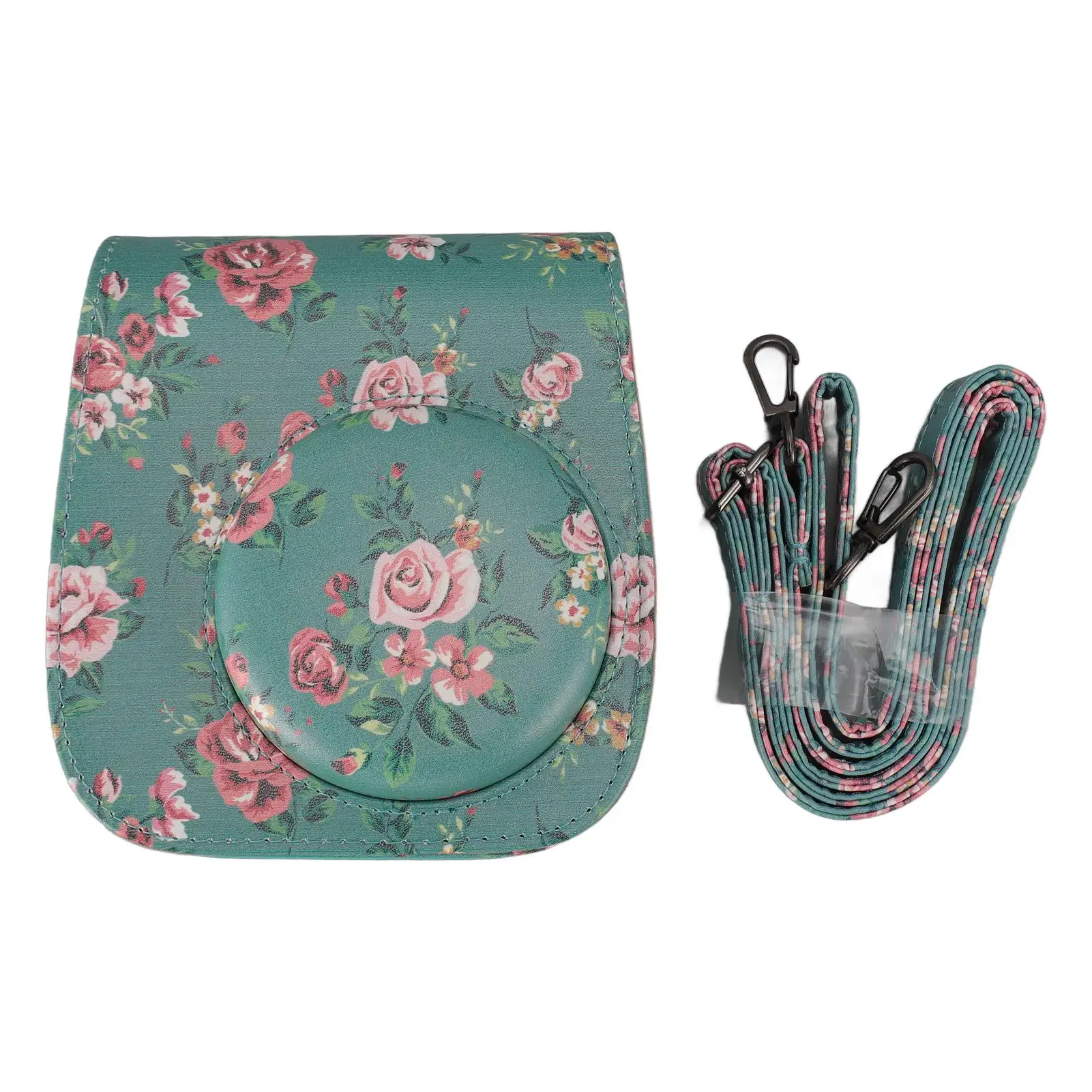 PU Leather Camera Case Travel Storage Cover Bag for Fujifilm Instax Mini 11 12 Instant Green Rose