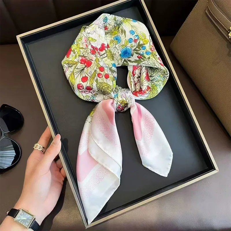 جديد فاخر الأوشحة الحريرية وشاح مربع الكورية موضة منديل شعبية الأوشحة الحريرية باندانا يلتف وشاح الديكور شال 70*70 سنتيمتر