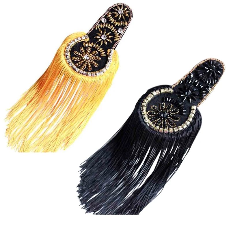 Fringed Shoulder Pads for Rhinestone Shoulder Jewelry Manual Beads Tassels Shoulder Board Applique Collar Patch Tassel