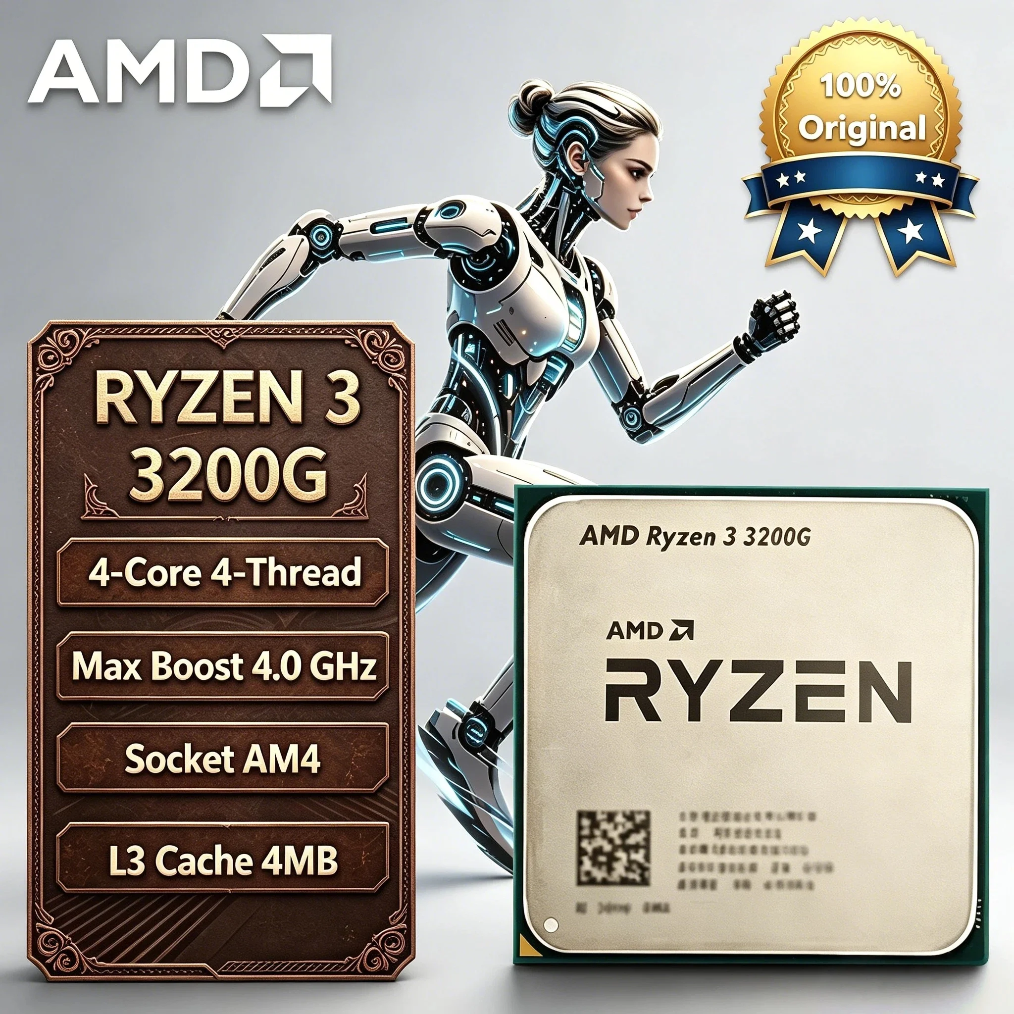 

AMD Ryzen 3 3200G 3.6GHz 4 Core 4 Thread 65W AM4 Radeon Vega 8 Graphics Desktop CPU R3 3200G Pro Max 4K Plus Fast Max
