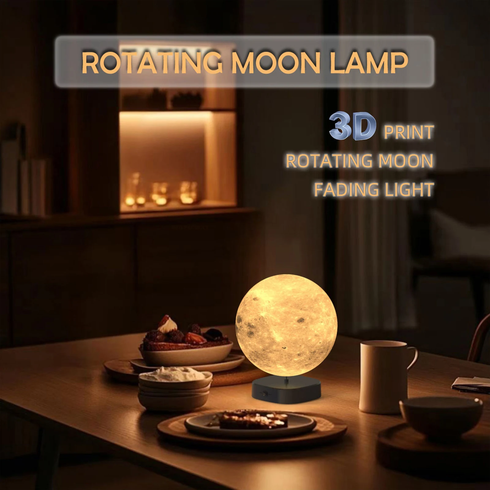 

3D Print Moon Lamp with 3 Color Temperatures Sunlight Lamp Adjustable Brightness Night Light for Indoor Room Bedroom Decor