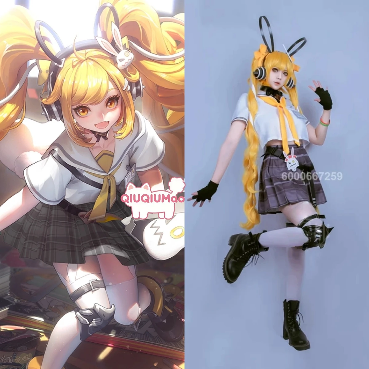 

Top Game Honor of Kings Cosplay Manga Crossover Costume Anime Angela Role Playing JK Uniform Dress Wig for Women ComicCon Party