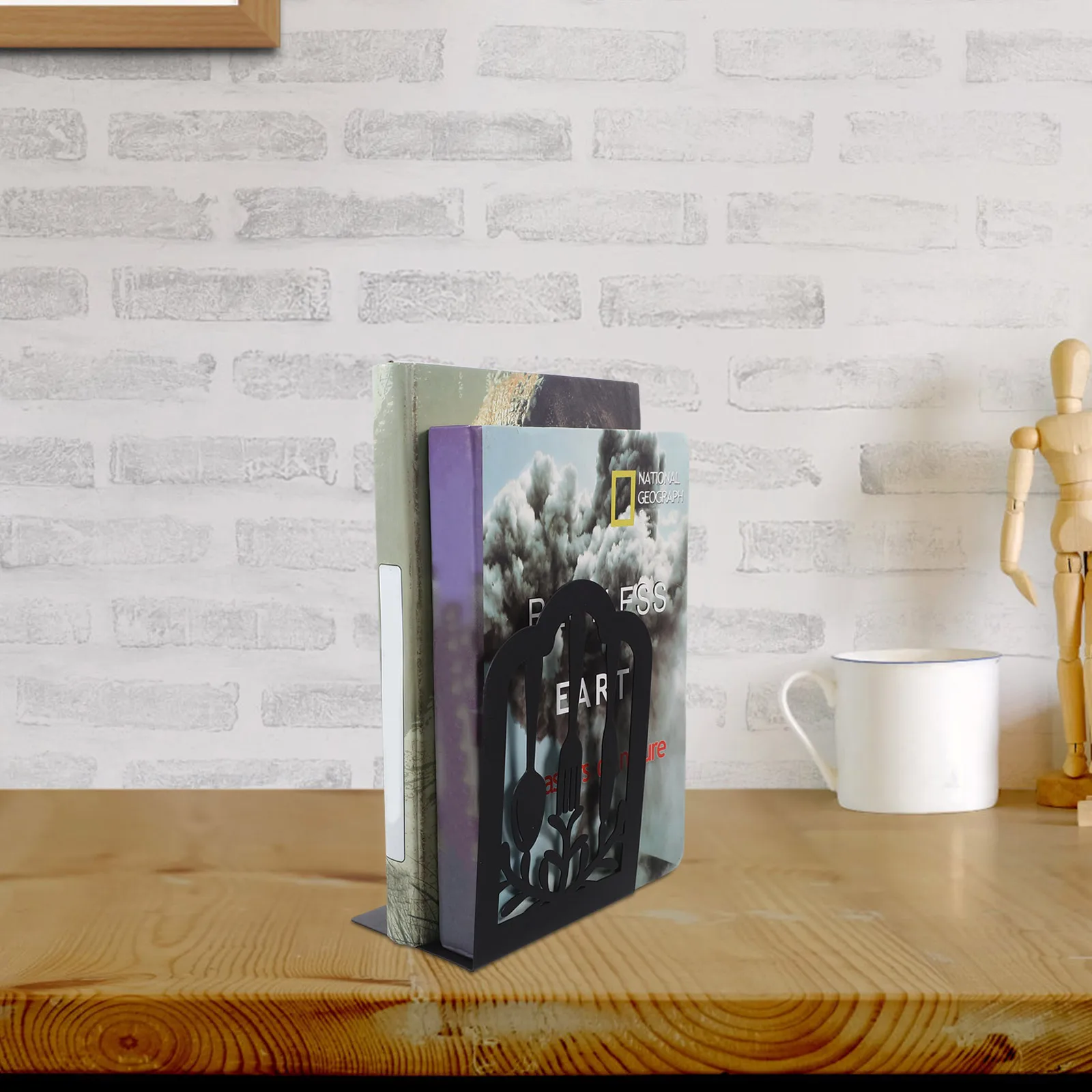 Fermalibri Supporto per mensola in ferro Organizzatore decorativo in metallo Contiene libri File Riviste Home Office Aula Uso della biblioteca