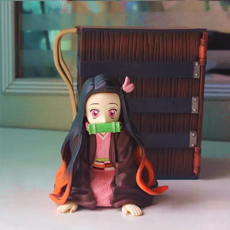 Demon Slayer Anime Action Figures, Kimetsu No Yaiba, Kamado Nezuko, Popcorn Bucket, PVC Coleção, Modelo Decoração, Presentes de Brinquedo, 22cm, Hot