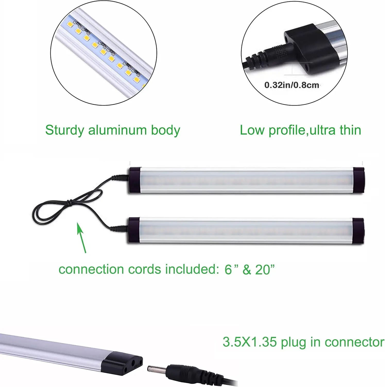LED Under Counter Light Rigid Bar Kit, Plug in Corded Under Cabinet Lighting with 12V LED Dimmable Switch