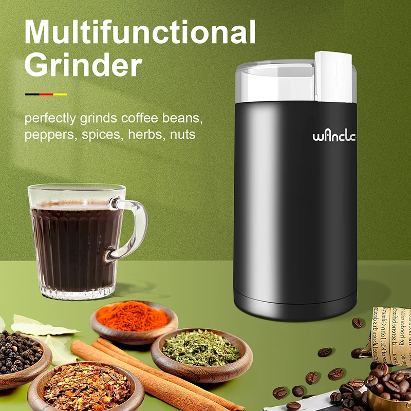 Coffee Grinder Electric Stainless Steel Blade Spice Grinder Household Coffee Bean Mill Grinder Machine with Clean Brush 120/220V