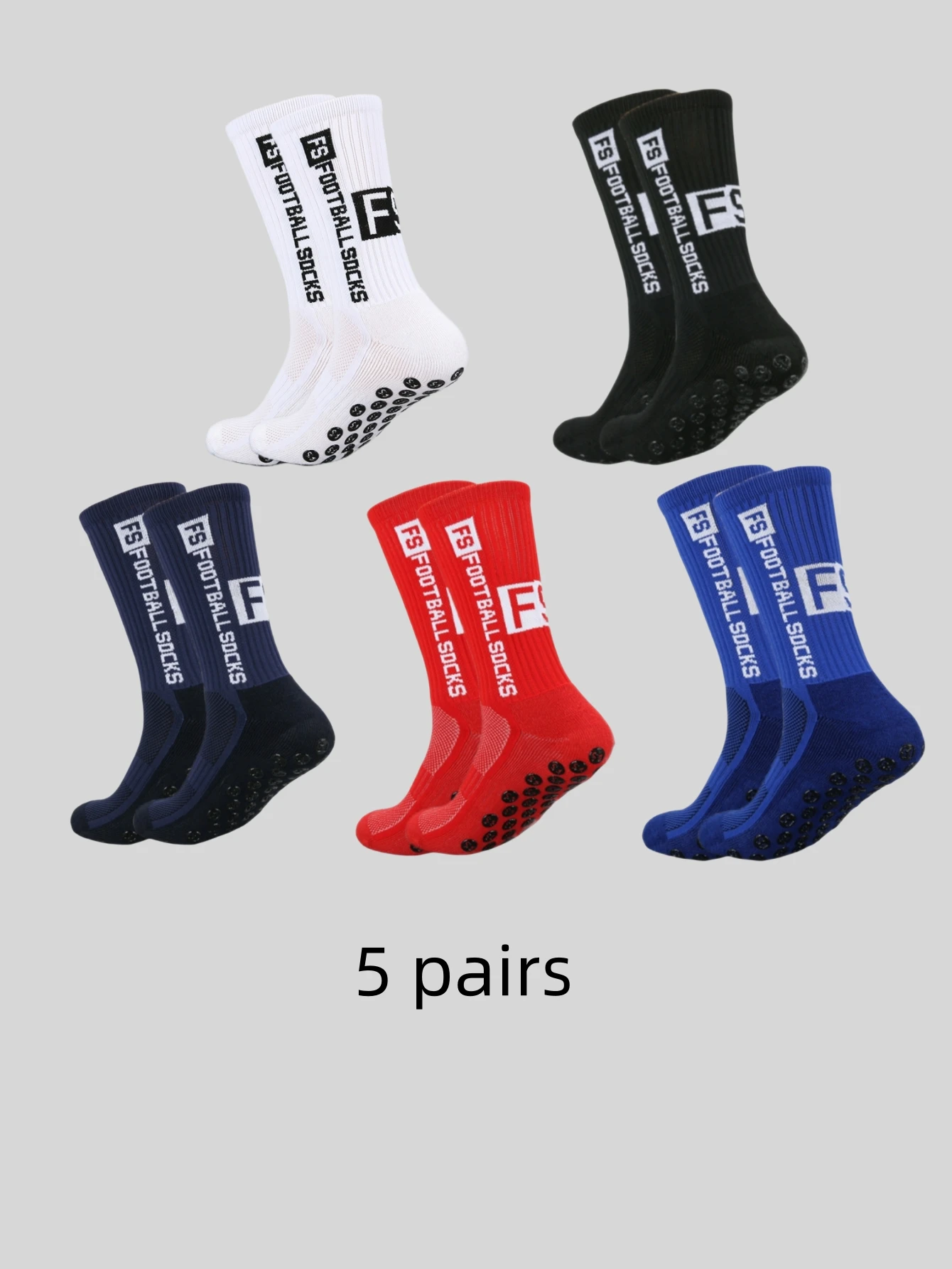 5 pairs football socks and sports socks  of multi-color adhesive dots for anti slip sweat absorption odor prevention yoga sock image 4