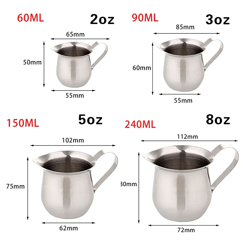 Pote de leite premium em aço inoxidável, batedor, batedor de café expresso, xícara de creme, café com leite, tanque de óleo de leite, acessórios de café de cozinha