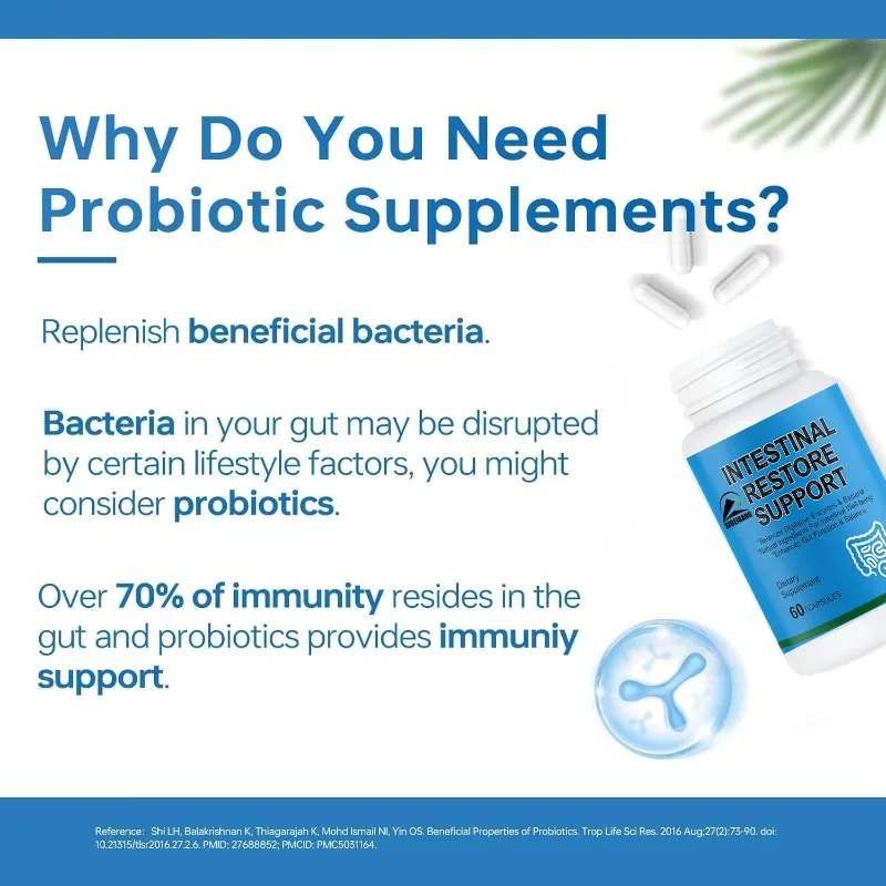 Intestinal Restore Support, 60 Capsules, Balances Digestive Enzymes & Bacteria