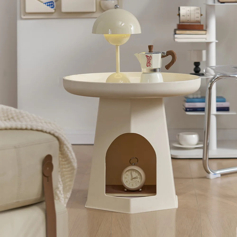 MIU6  Cream style sofa side table corner table simple modern living room small round table home creative plastic bedside table