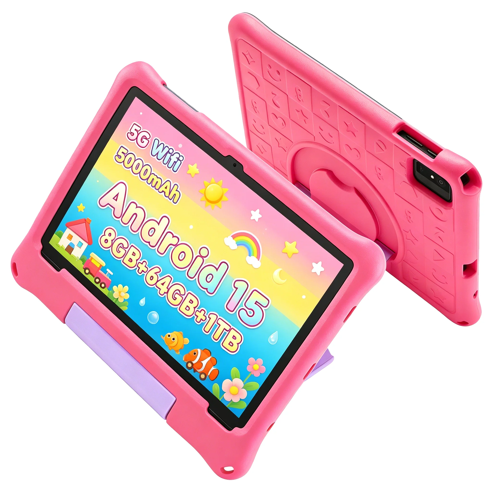 ANRY Android 15 Tablet 10.1 Inch Octa Core 8GB RAM 64GB ROM 2.4G/5G WiFi Bluetooth Student Children Learning Educational Tablet
